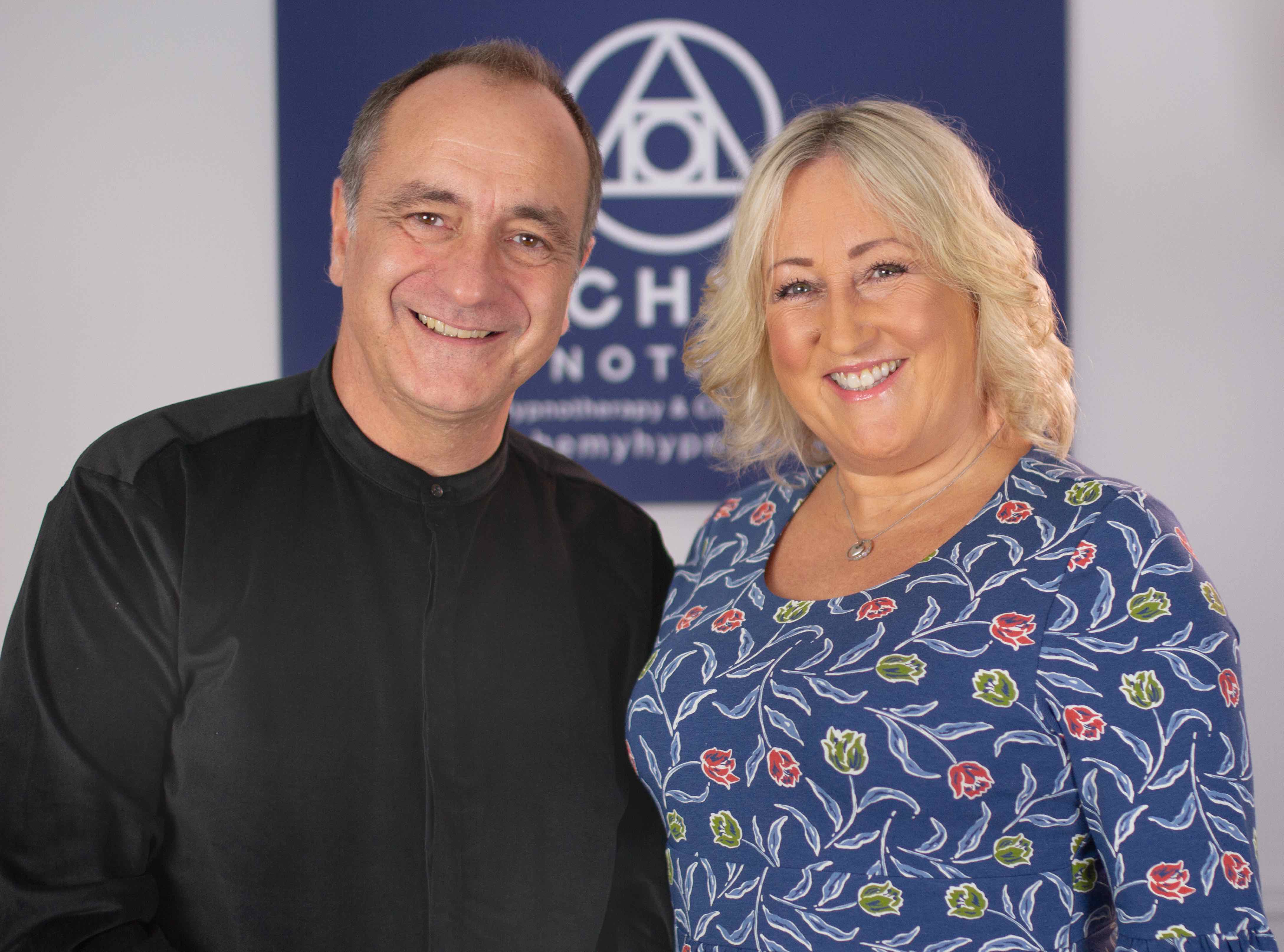 This photo shows Gareth and Enfys, The Alchemists at Alchemy Hypnotherapy