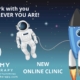 This is a picture of an astronaut and rocket saying we work with you wherever you are.